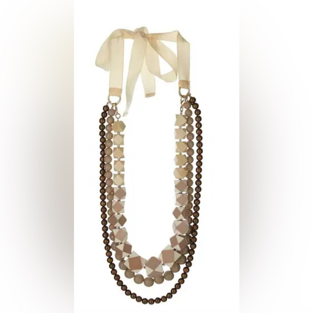 Max Mara Statement Three Strand Beaded Necklace - image 1